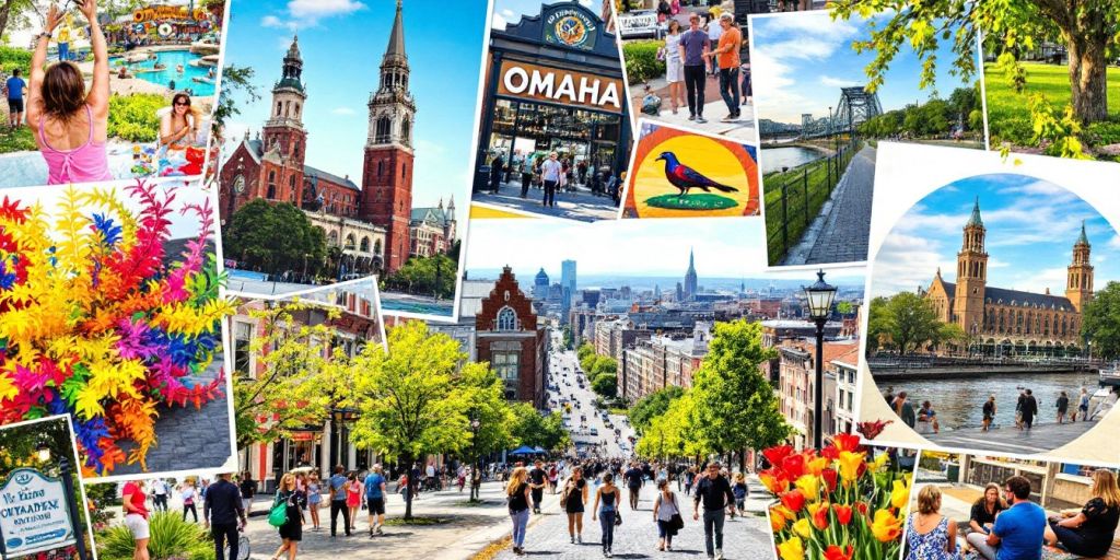 Collage of Omaha attractions and activities.